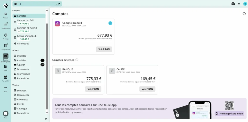 application comptes Inexweb
