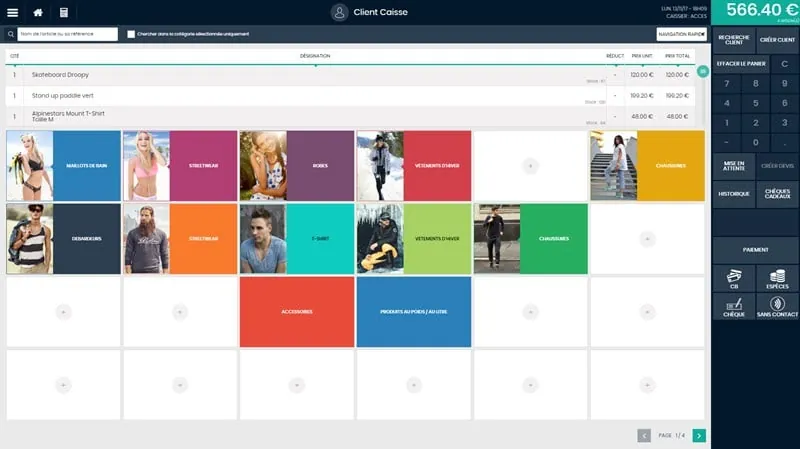 interface Shop Application pour Inexweb