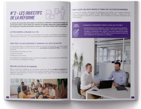 Pages d'exemple du Guide pratique sur la facture électronique - édité par In Extenso